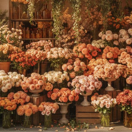 A florist display full of fresh seasonal flowers