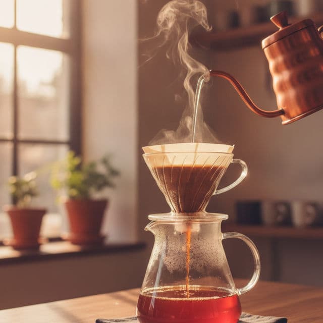 A pour-over coffee being brewed — a sample AI-generated post image